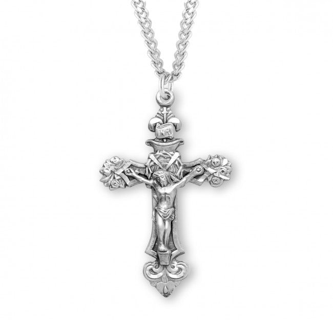 Roses and Thorns Men's Crucifix Necklace