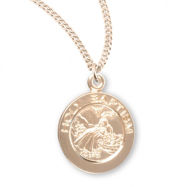 Round Holy Baptism Pendant with Chain
