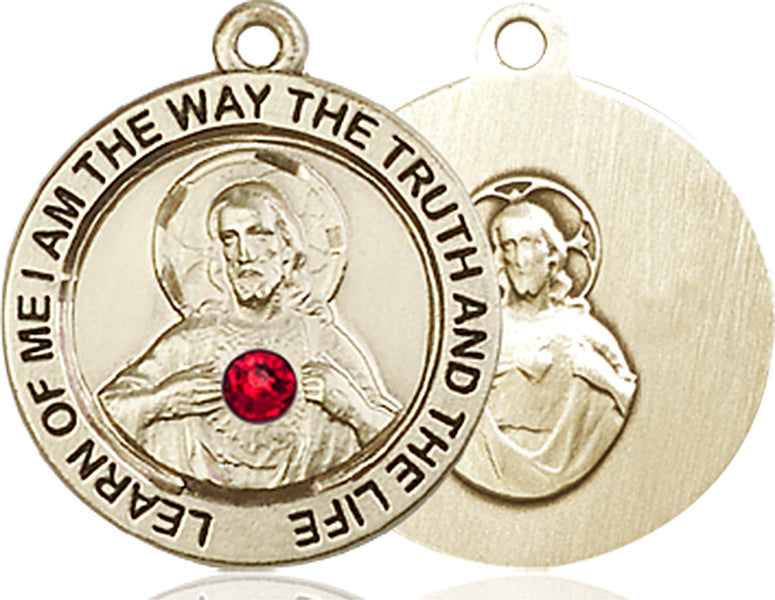 Round Medium Sacred Heart Pendant with Birthstone Options