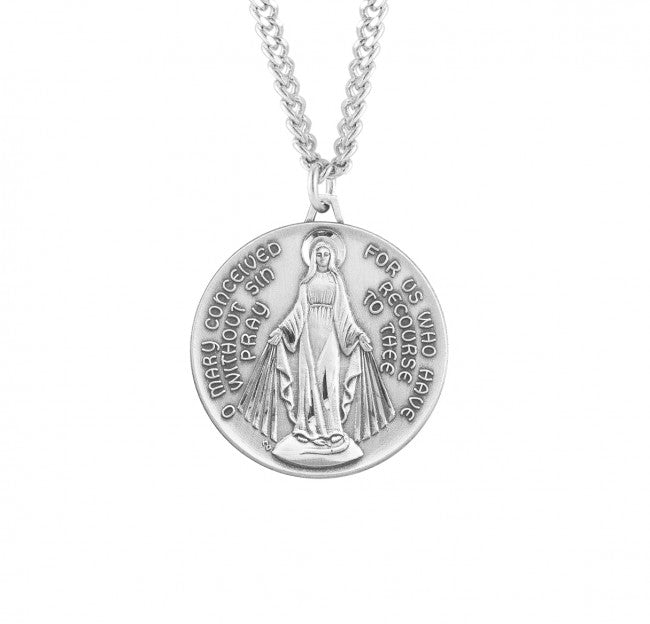 Round Men's Miraculous Medal Necklace