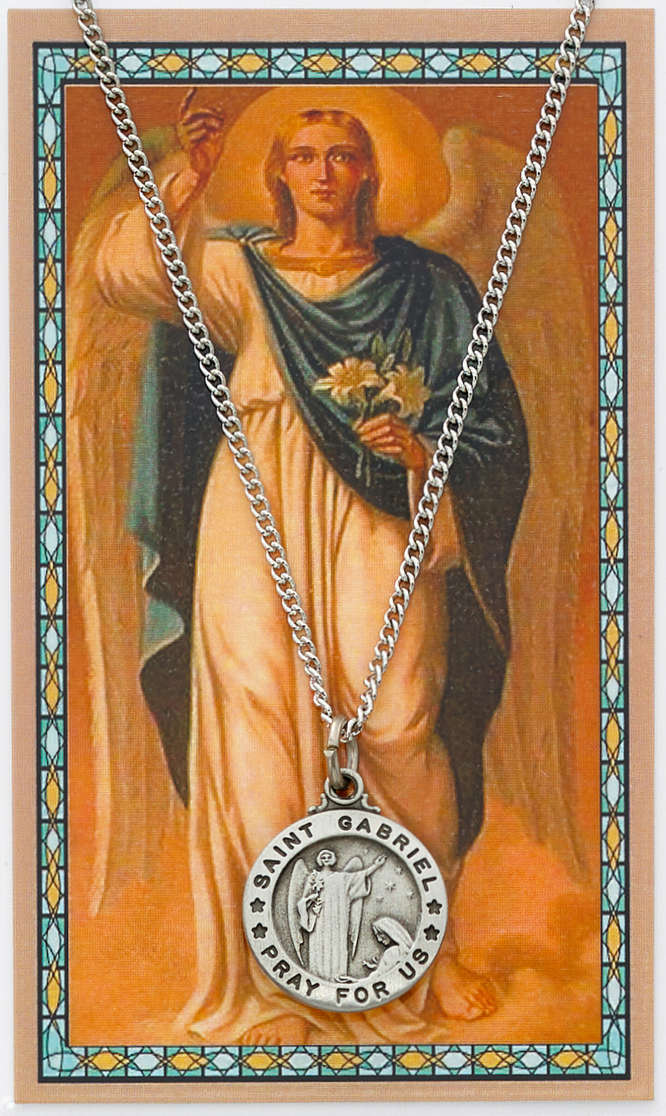 St. Gabriel The Archangel Round Medal with Prayer Card
