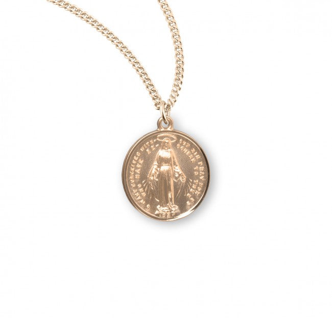 Round Sterling Silver Miraculous Medal with Chain