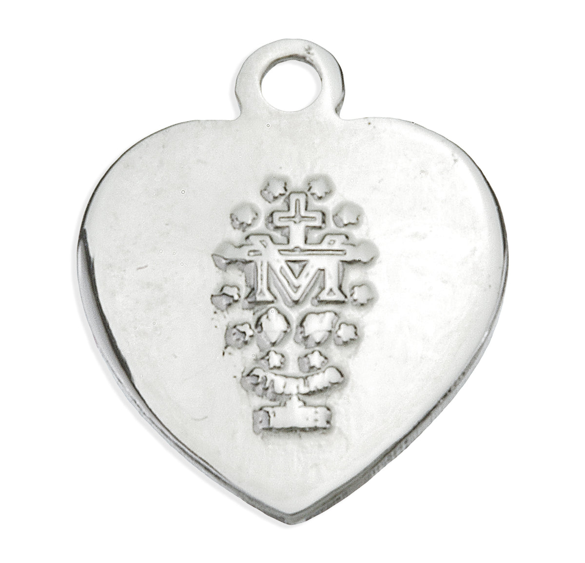 Enameled Pink Heart Miraculous Medal Necklace, Sterling Silver