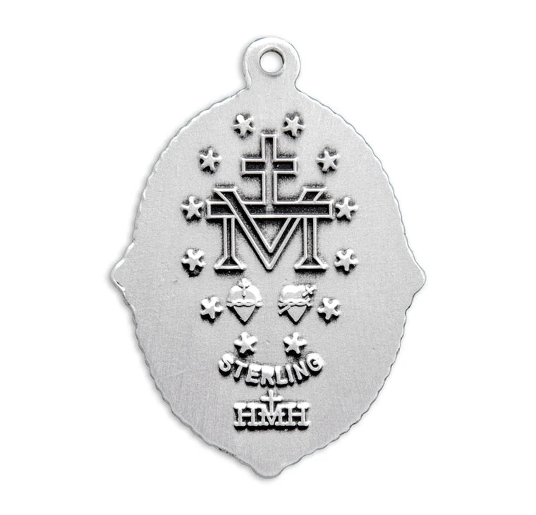 Sterling Silver Miraculous Medal Victorian Cameo Necklace