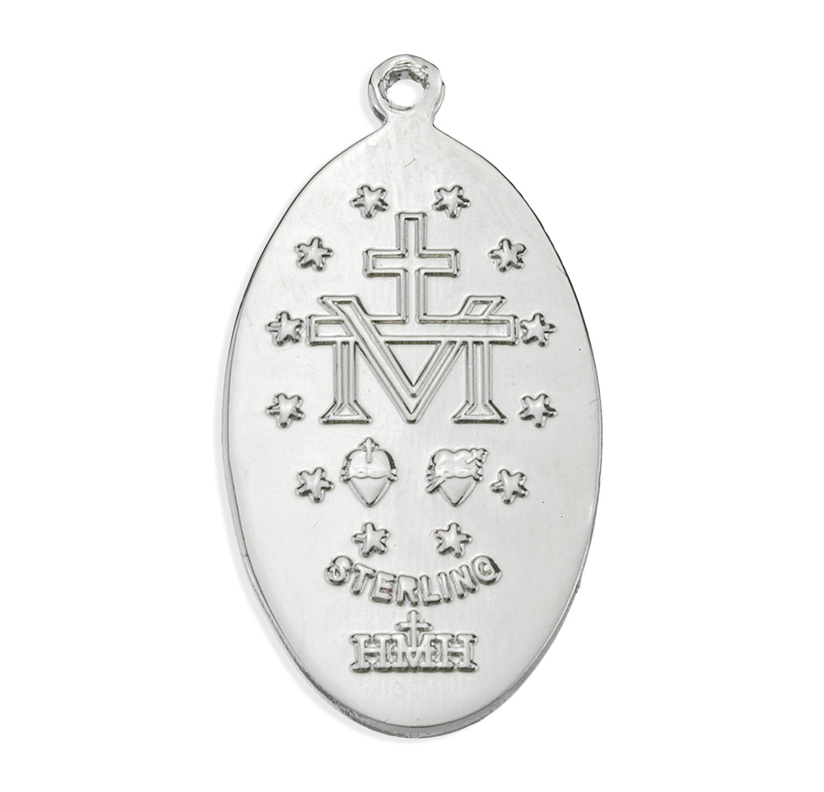 Light Blue Enameled Miraculous Medal Necklace, Sterling Silver