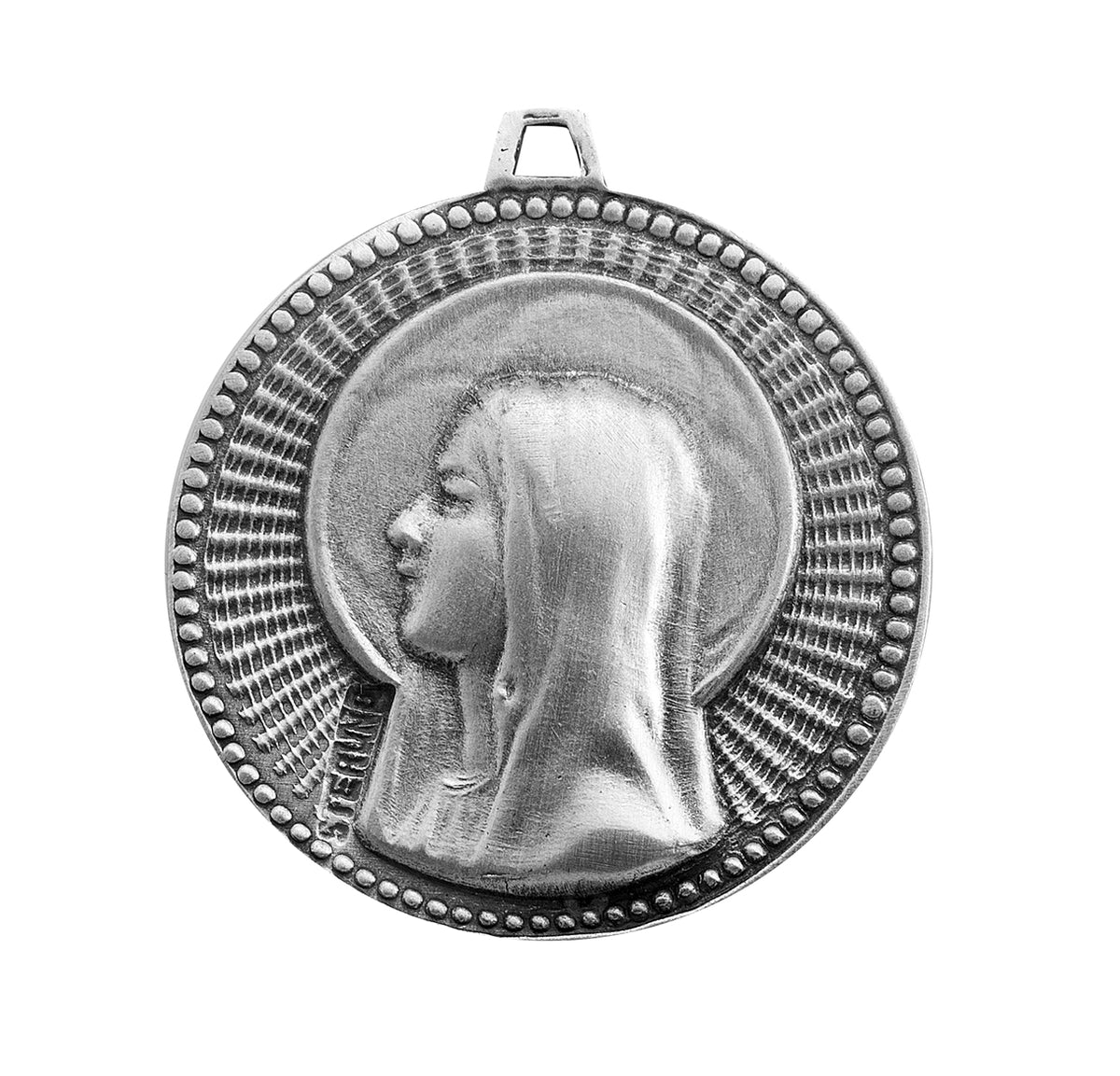 Christ in Agony Round Medal Necklace, Sterling Silver