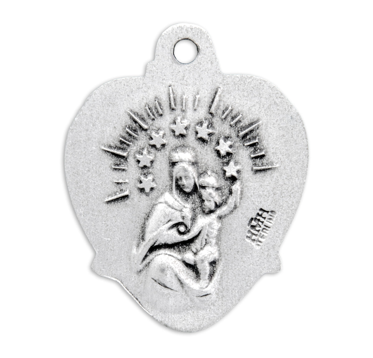Heart-Shaped Wreath Sacred Heart of Jesus Scapular Medal Necklace, Sterling Silver