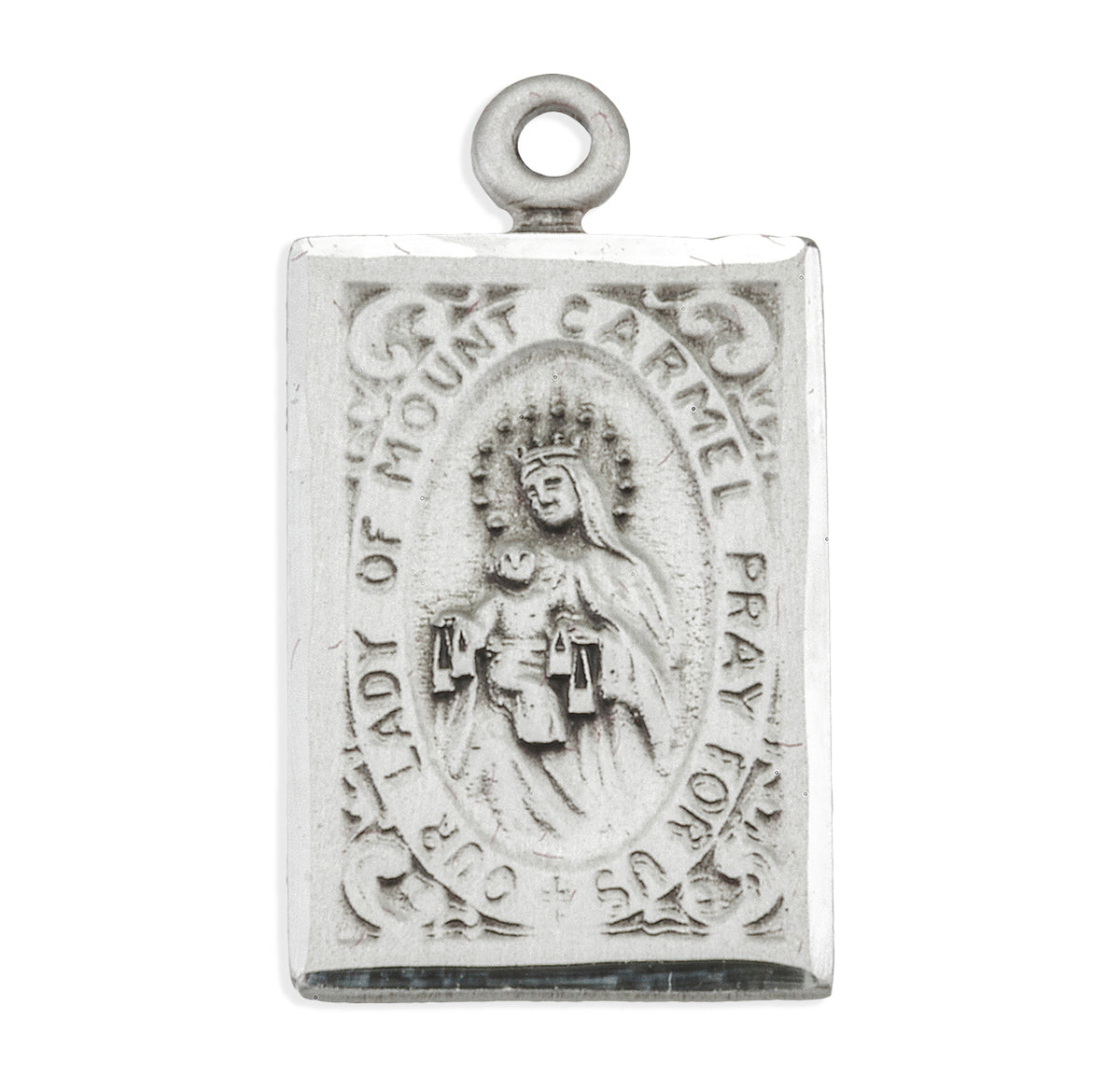 Our Lady of Mount Carmel Scapular Medal Necklace, Sterling Silver
