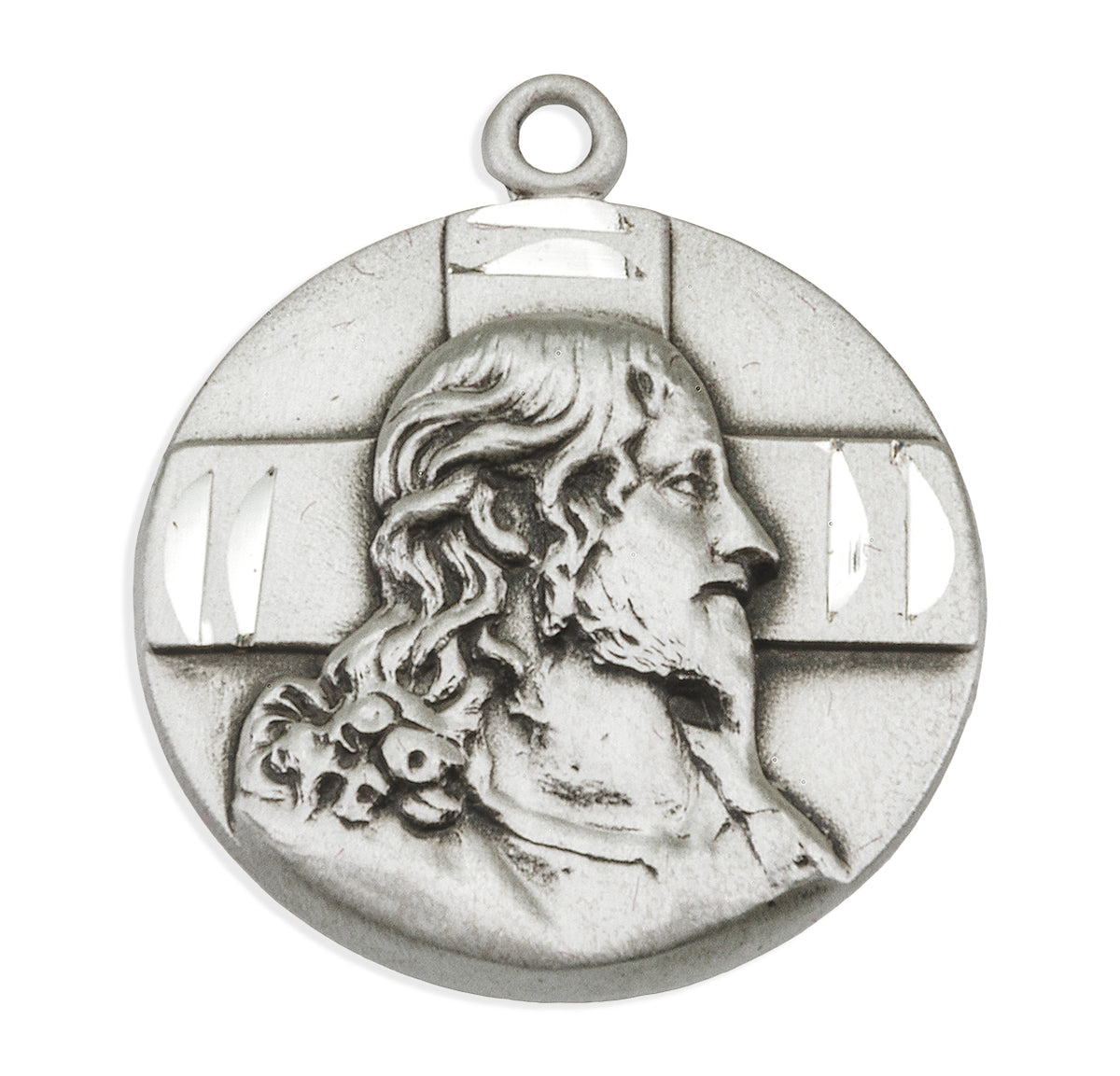 Profile of Jesus Medal Necklace, Sterling Silver