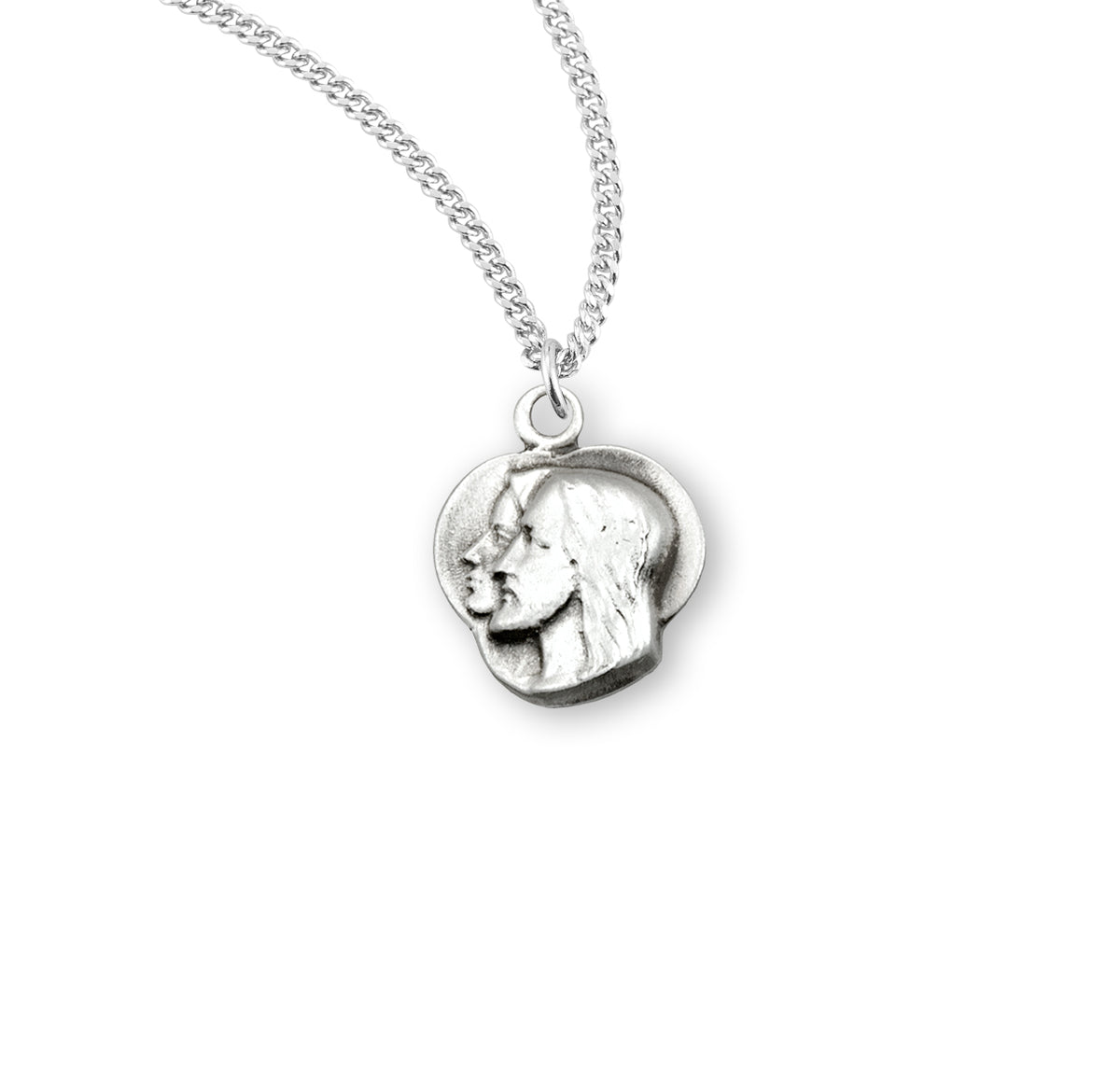 Jesus Through Mary Medal Necklace, Sterling Silver