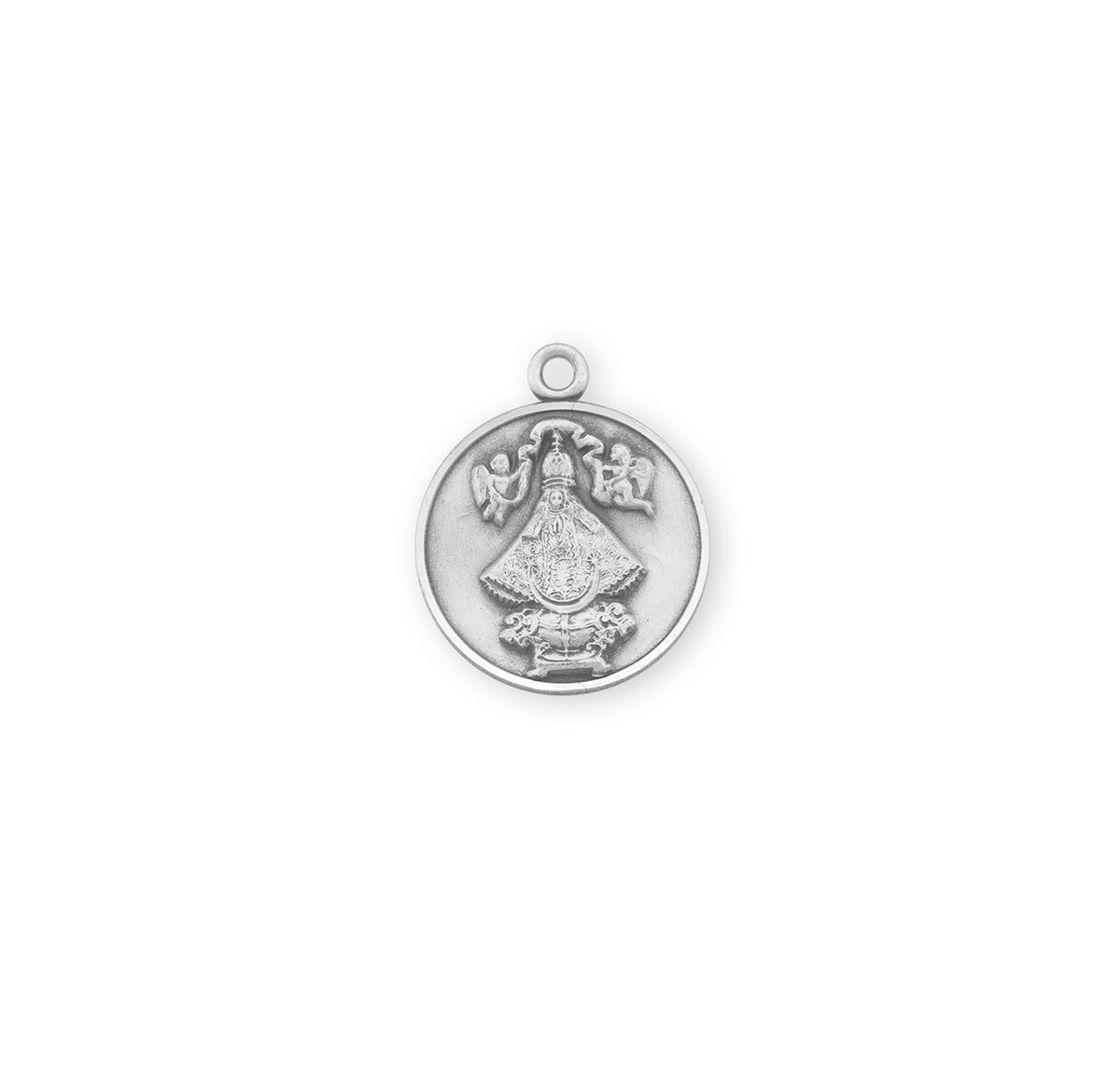 Saint Juan Round Medal Necklace, Sterling Silver