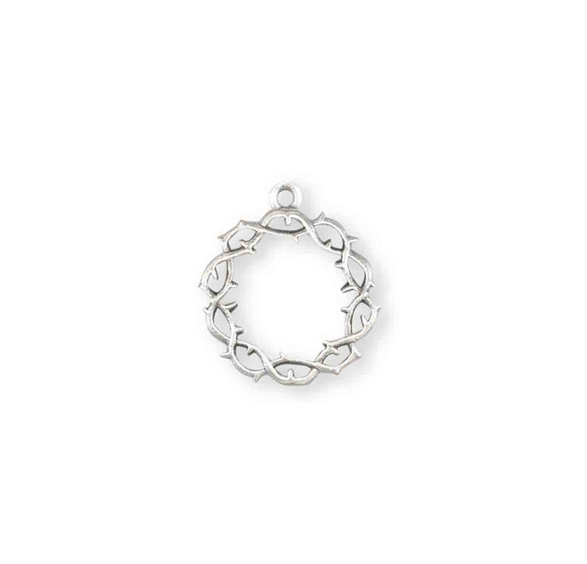 Crown of Thorns Medal Necklace, Sterling Silver