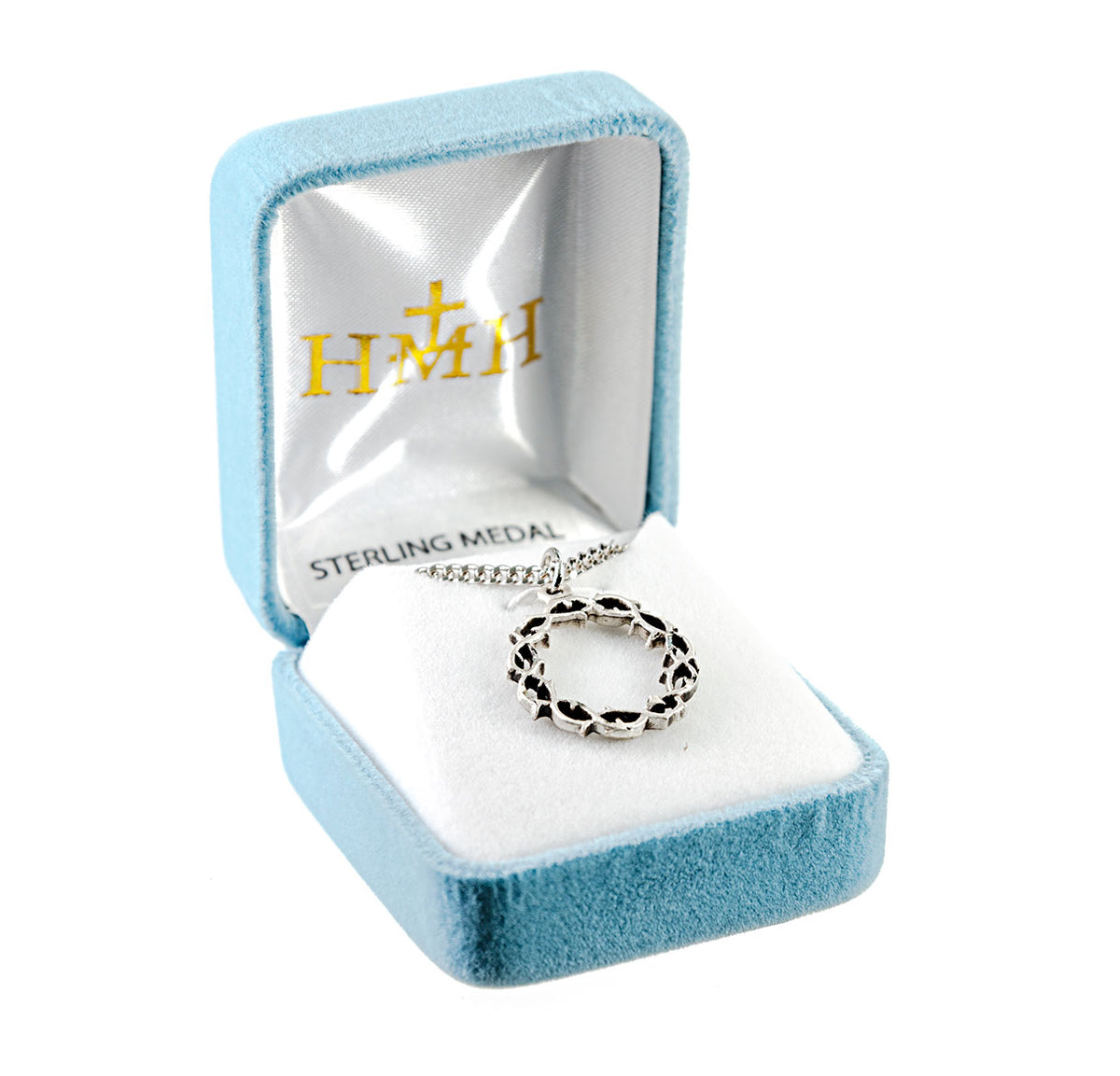 Crown of Thorns Medal Necklace, Sterling Silver