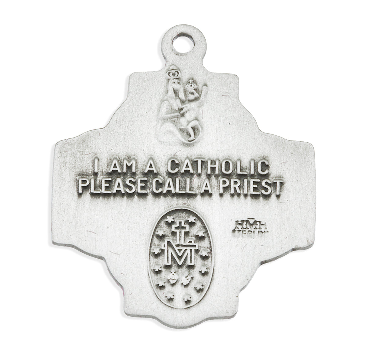 Heavy Medium Four-Way Medal Necklace, Sterling Silver