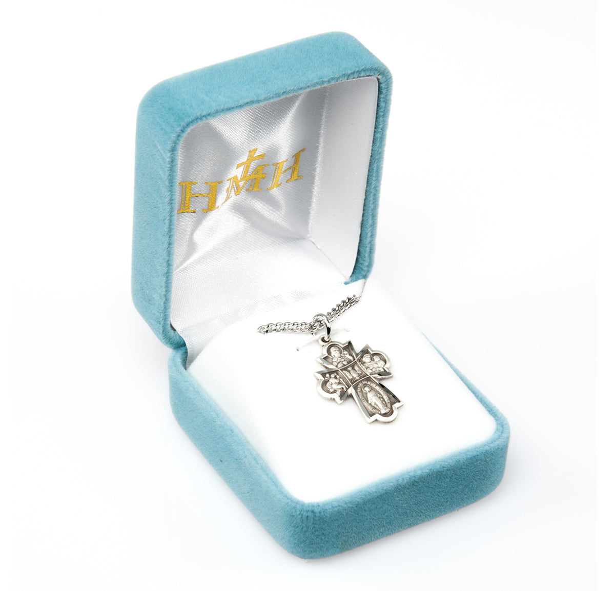 Fleur Tip Four-Way Medal Necklace, Sterling Silver