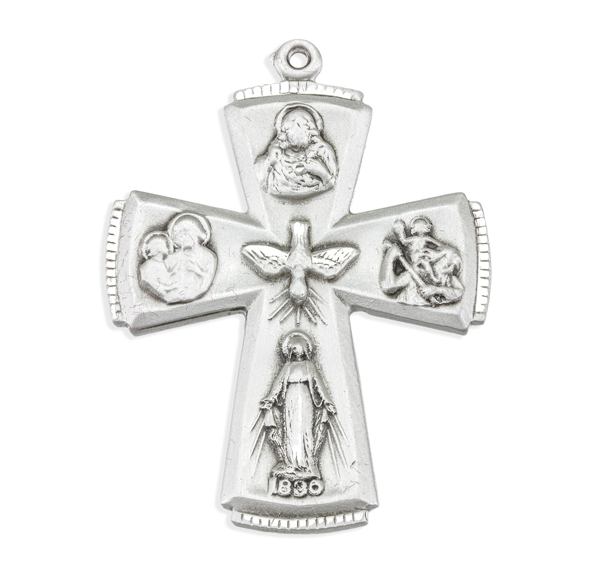 Extra Large Four-Way Medal Necklace, Sterling Silver