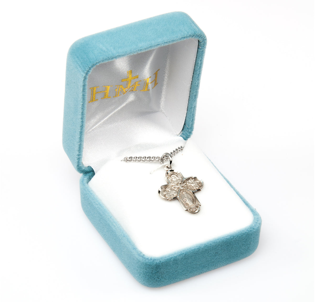 Rounded Four-Way Medal Necklace, Sterling Silver