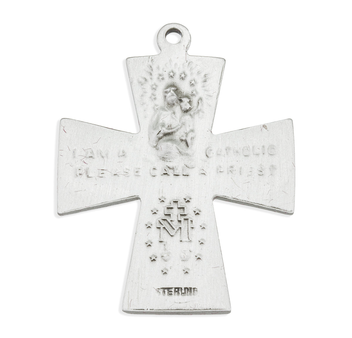 Cross-Shaped Four-Way Medal Necklace, Sterling Silver