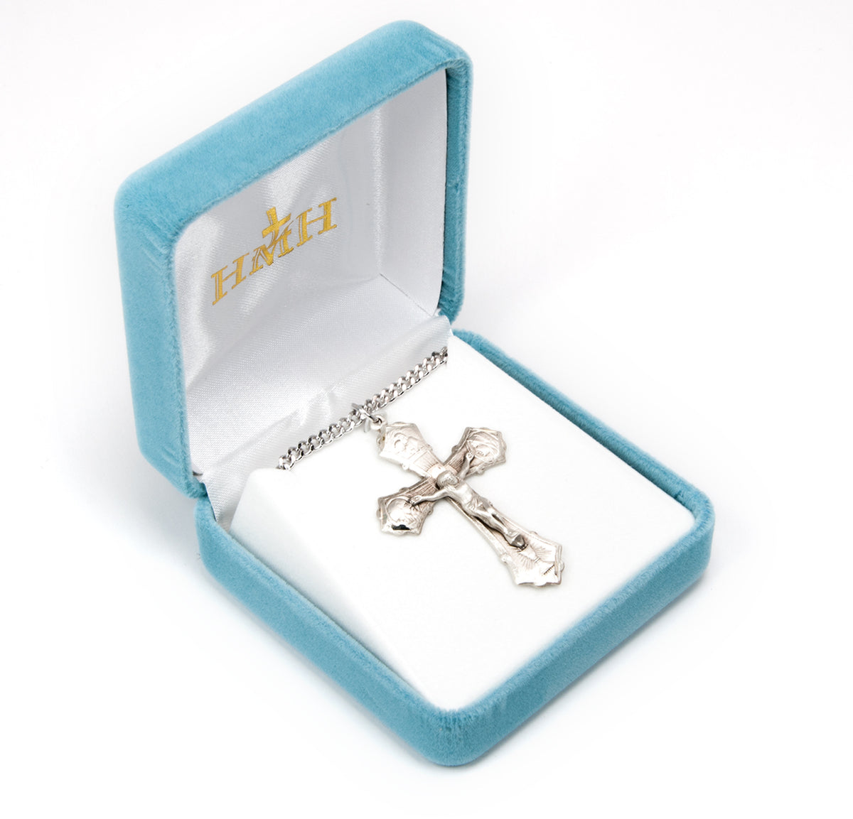 Jesus-Mary-Joseph Crucifix Necklace, Sterling Silver