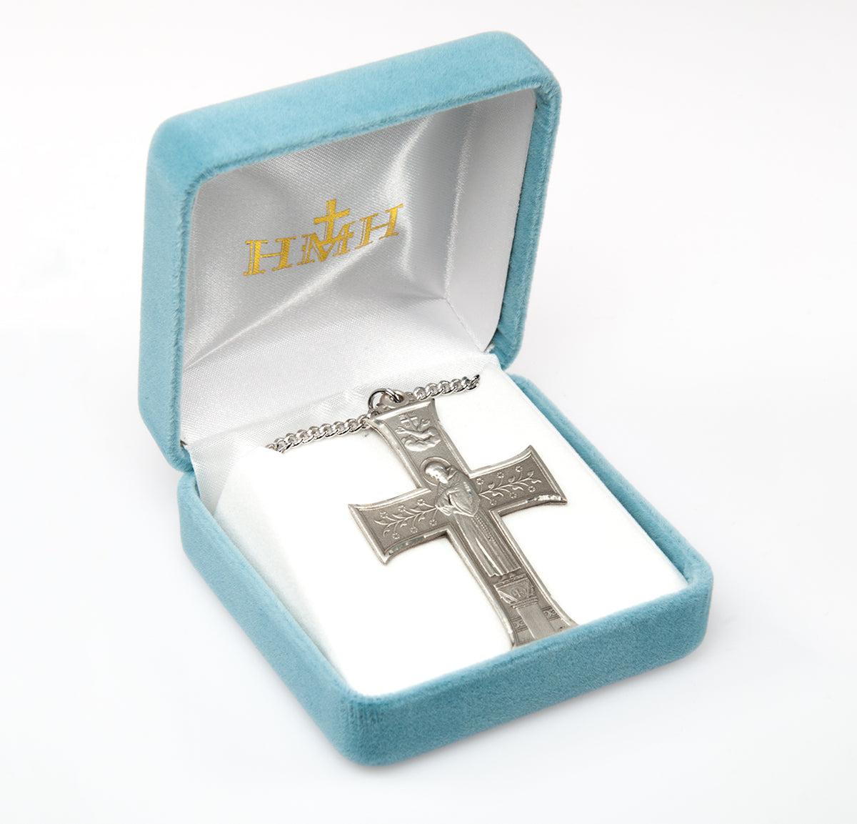 Saint Francis Cross Necklace, Sterling Silver