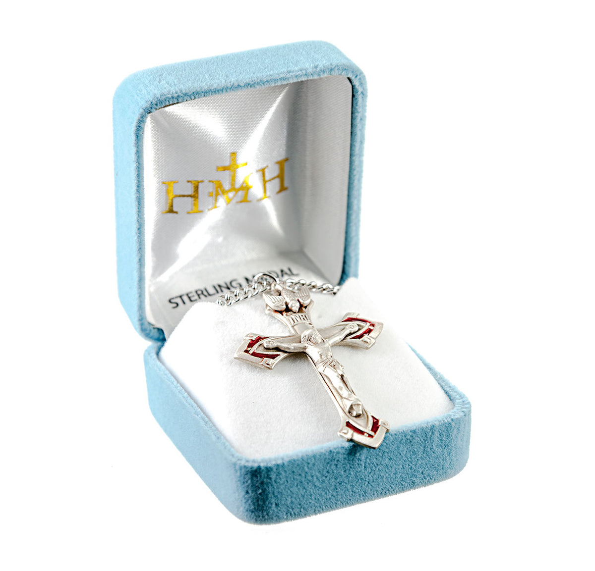 Holy Spirit Crucifix Necklace, Sterling Silver