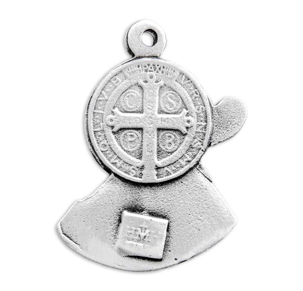Round Saint Benedict Medal Necklace, Sterling Silver