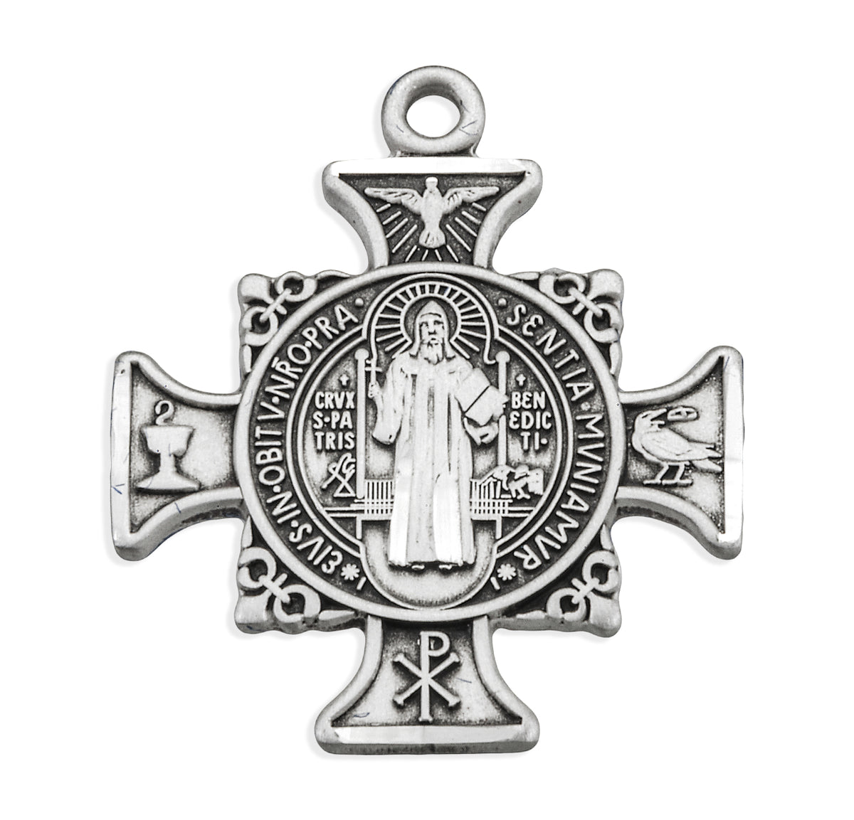 Maltese Benedictine Medal Necklace, Sterling Silver