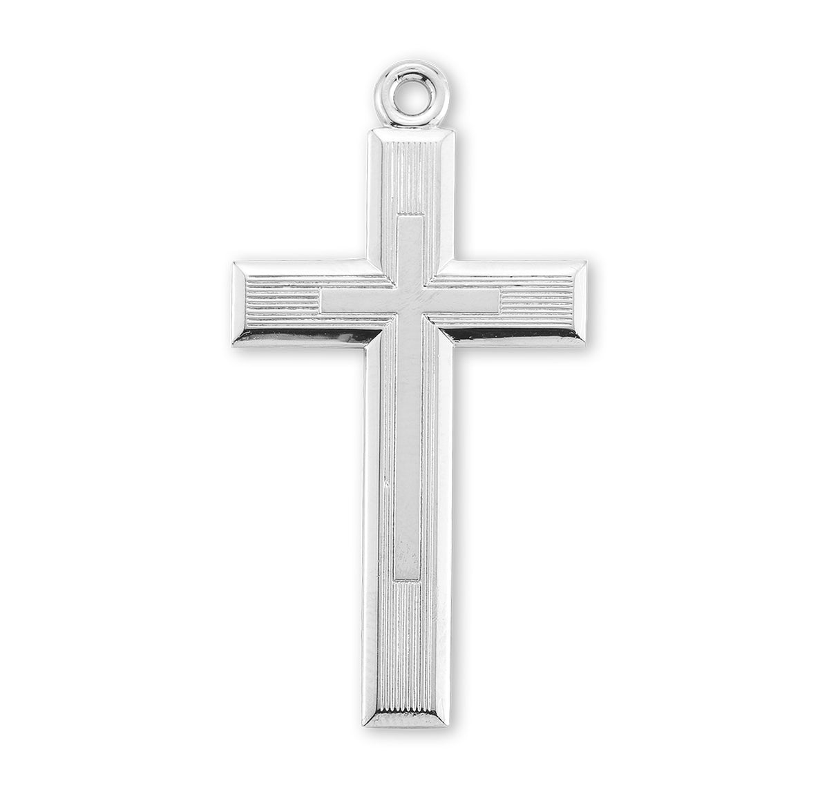 Heavy Extra Large Engraved Cross Necklace, Sterling Silver