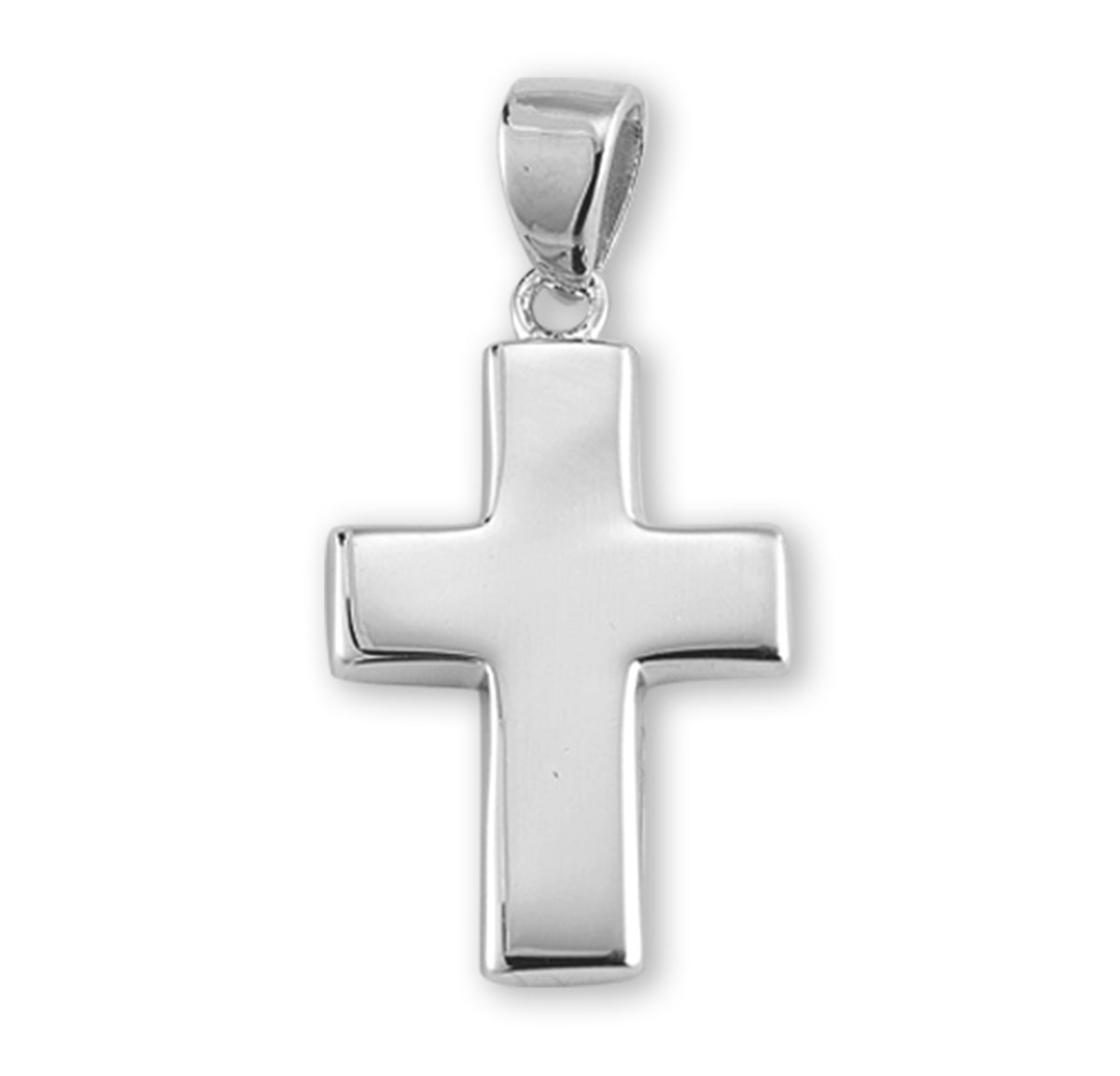 Plain Wide Cross Necklace, Sterling Silver