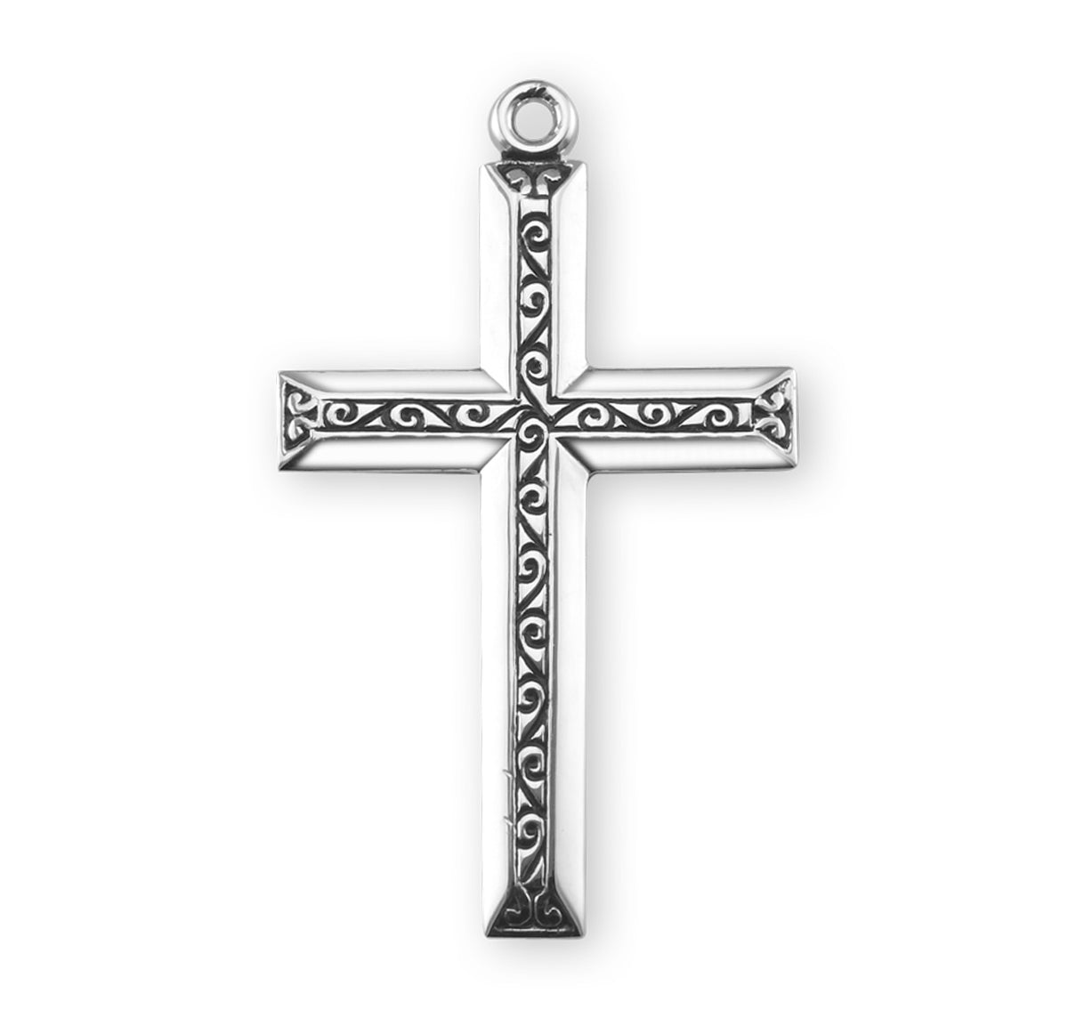 Extra Large Black Enameled Cross Necklace, Sterling Silver