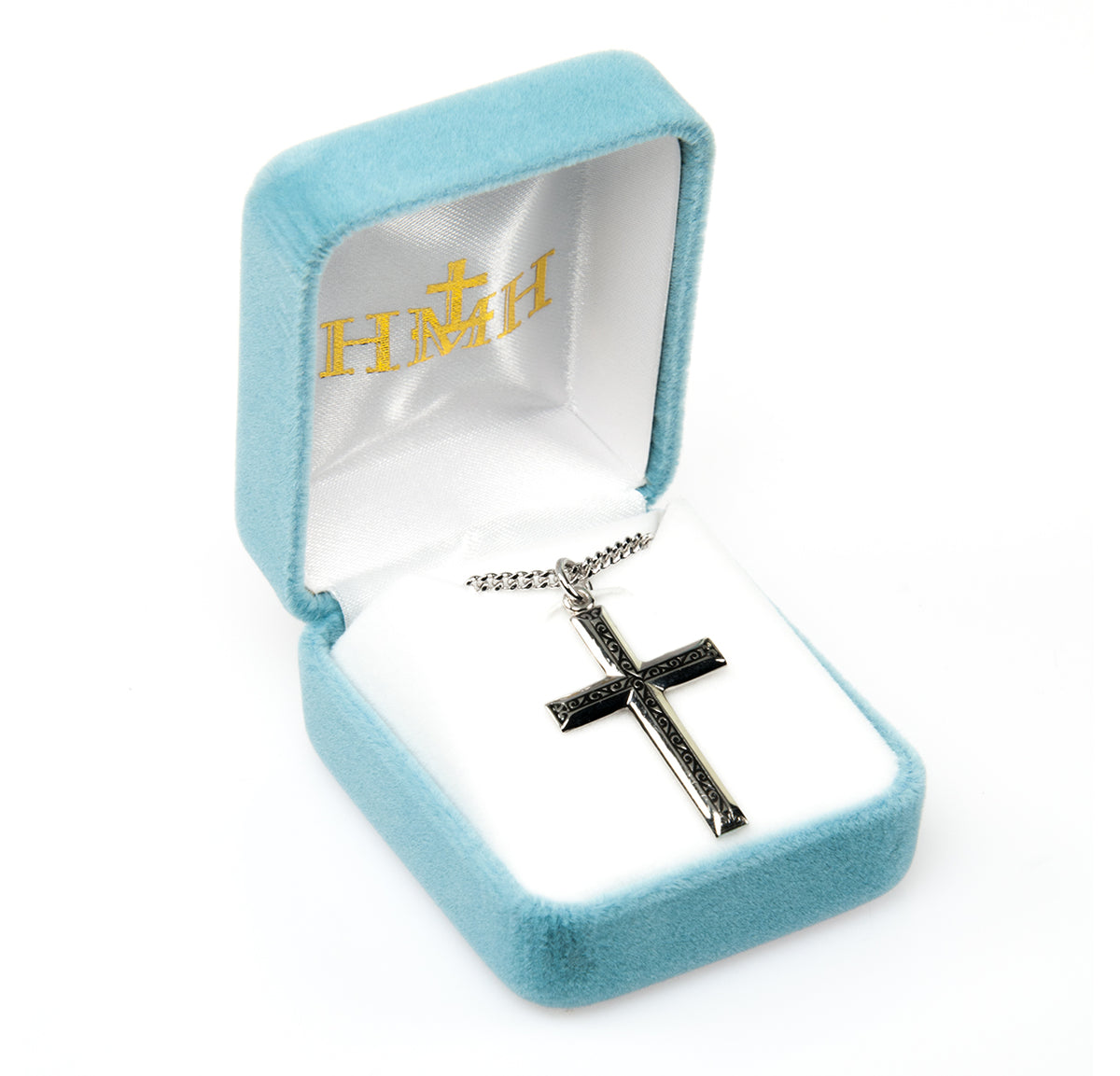 Extra Large Black Enameled Cross Necklace, Sterling Silver