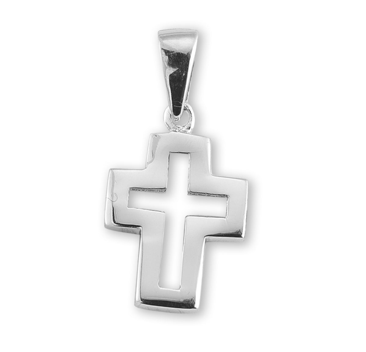 Small Cut-Out Cross Necklace, Sterling Silver