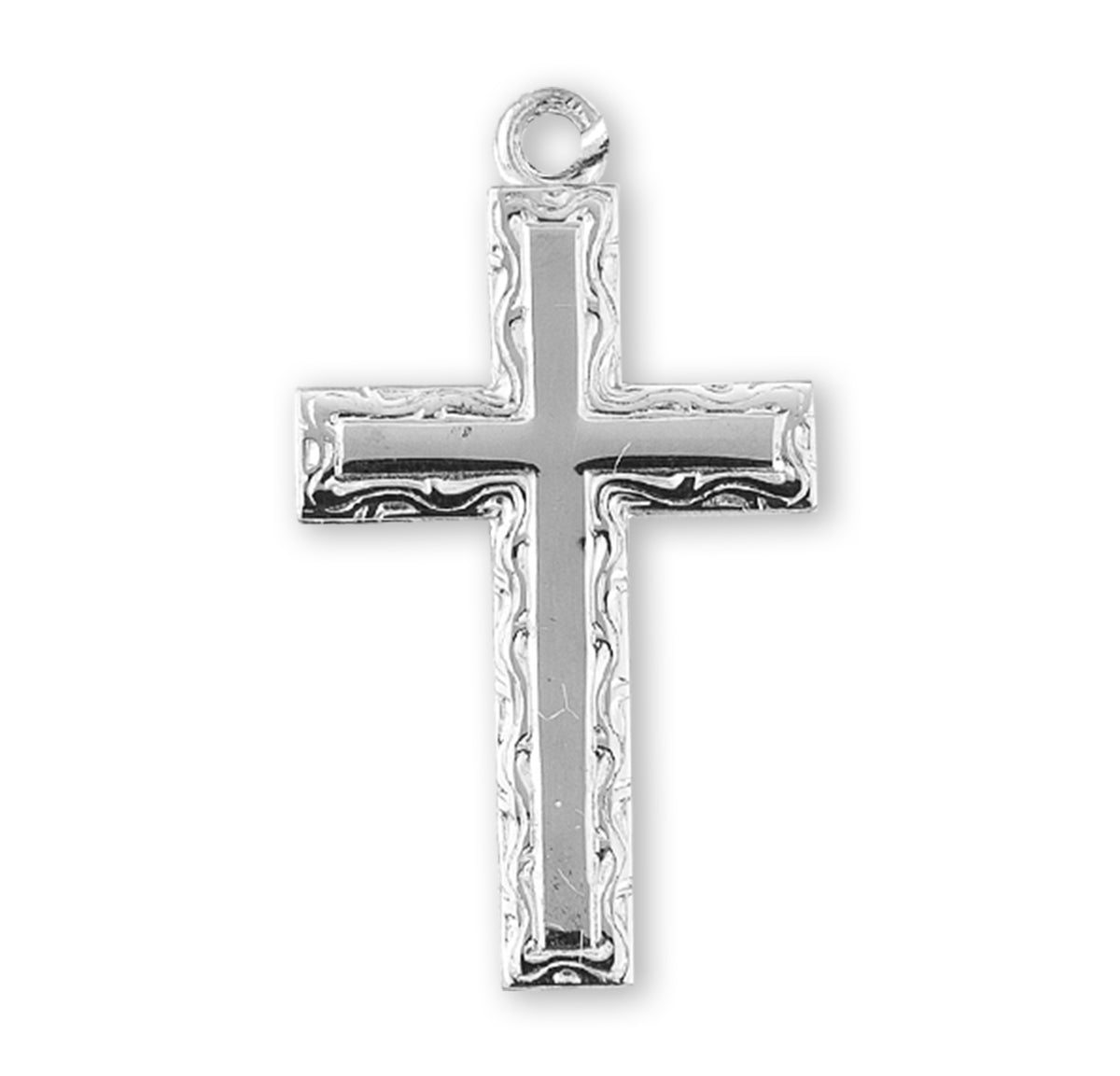 Medium Detailed Cross Necklace, Sterling Silver