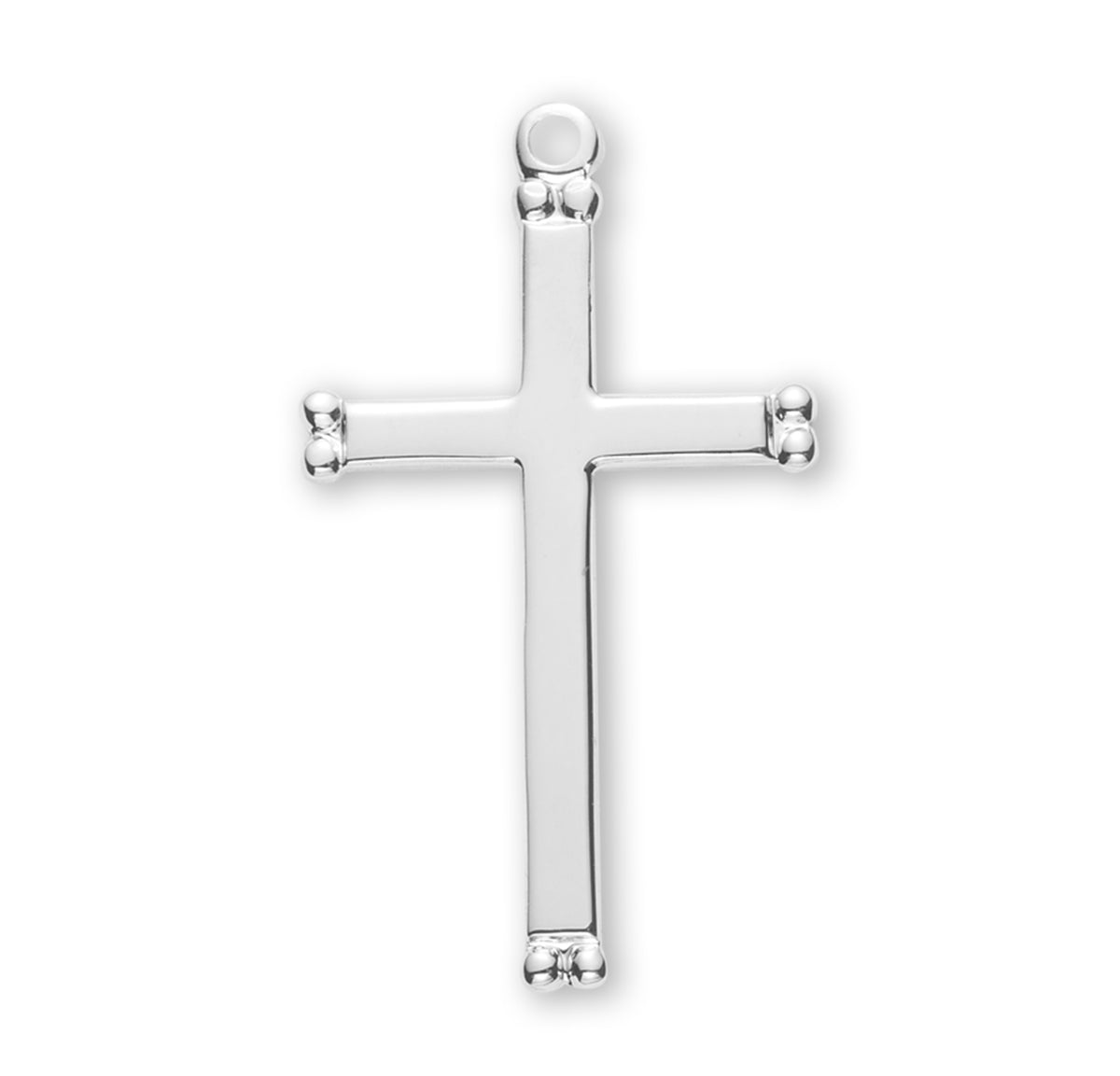 Large Beaded Cross Necklace, Sterling Silver