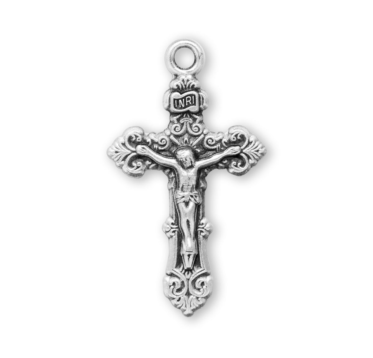 Medium Fancy Filigree Crucifix Necklace, Sterling Silver