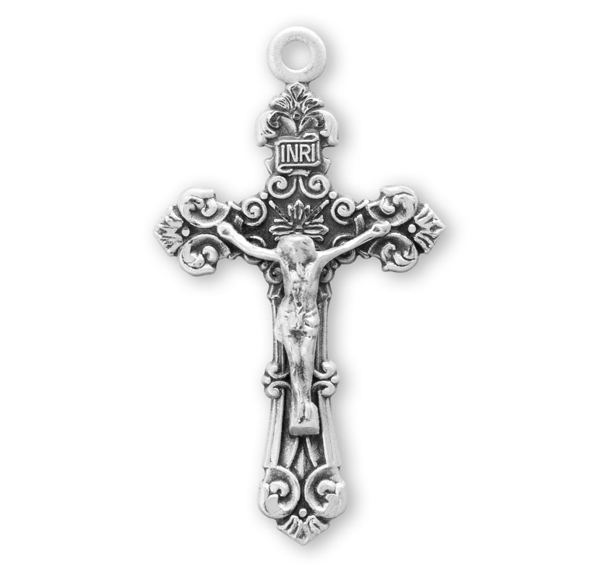 Large Fancy Filigree Crucifix Necklace, Sterling Silver