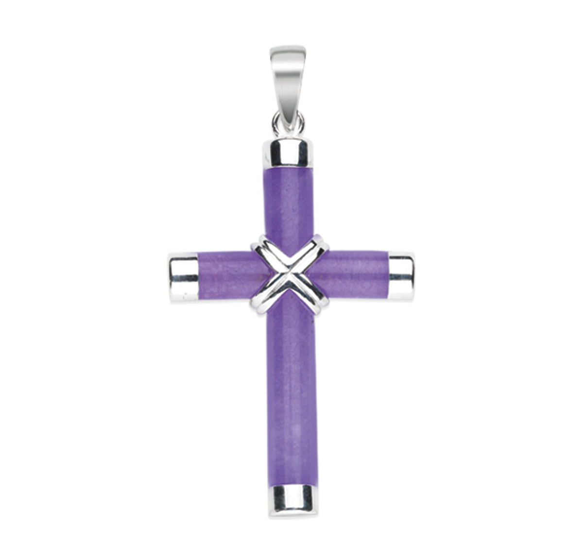 Amethyst Cross Necklace, Sterling Silver