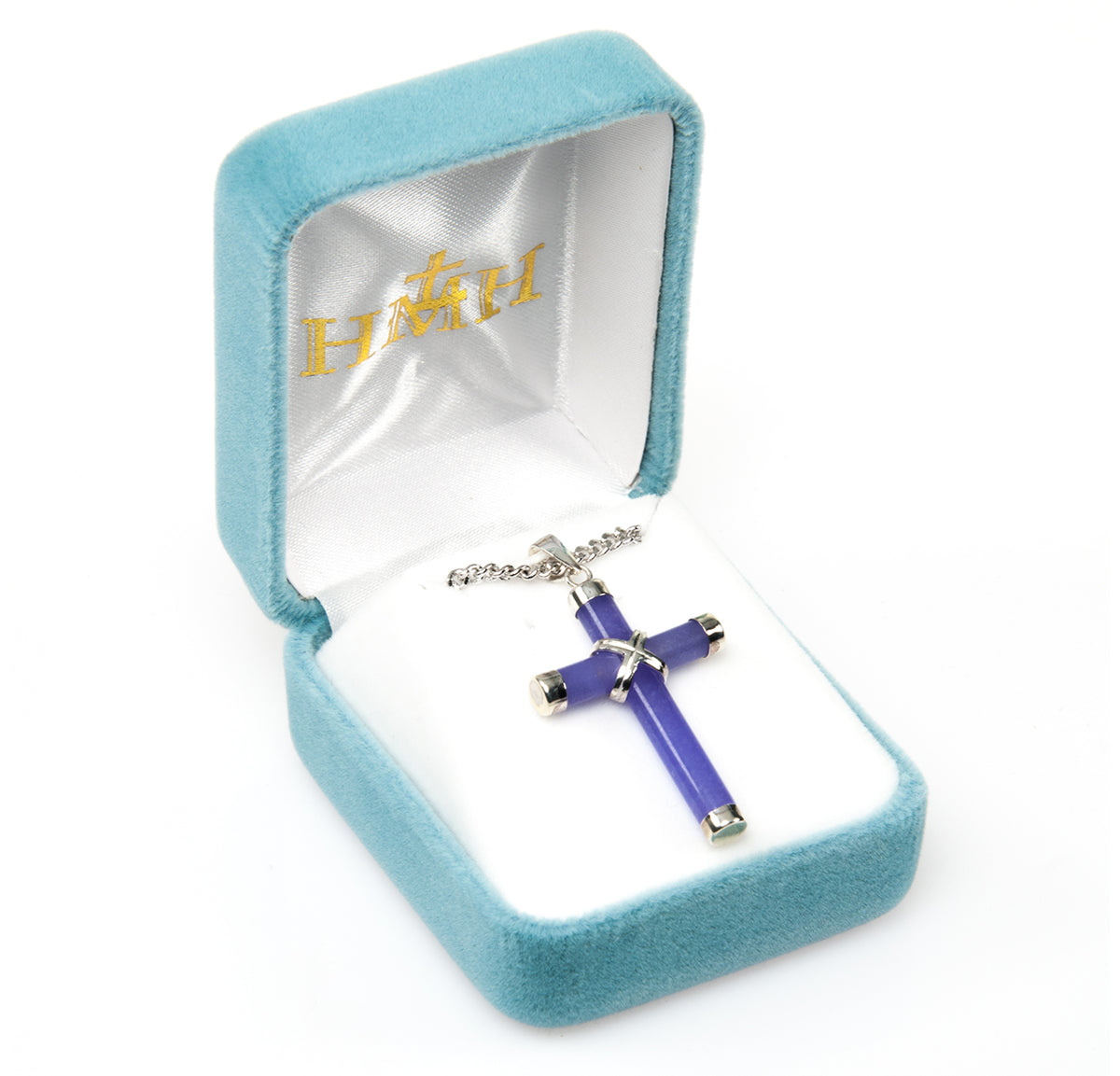 Amethyst Cross Necklace, Sterling Silver