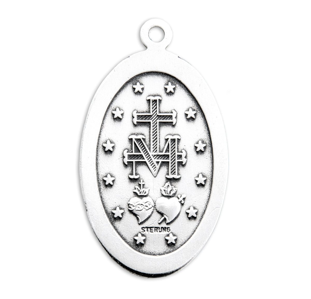 Spanish Oval Miraculous Medal Necklace, Sterling Silver