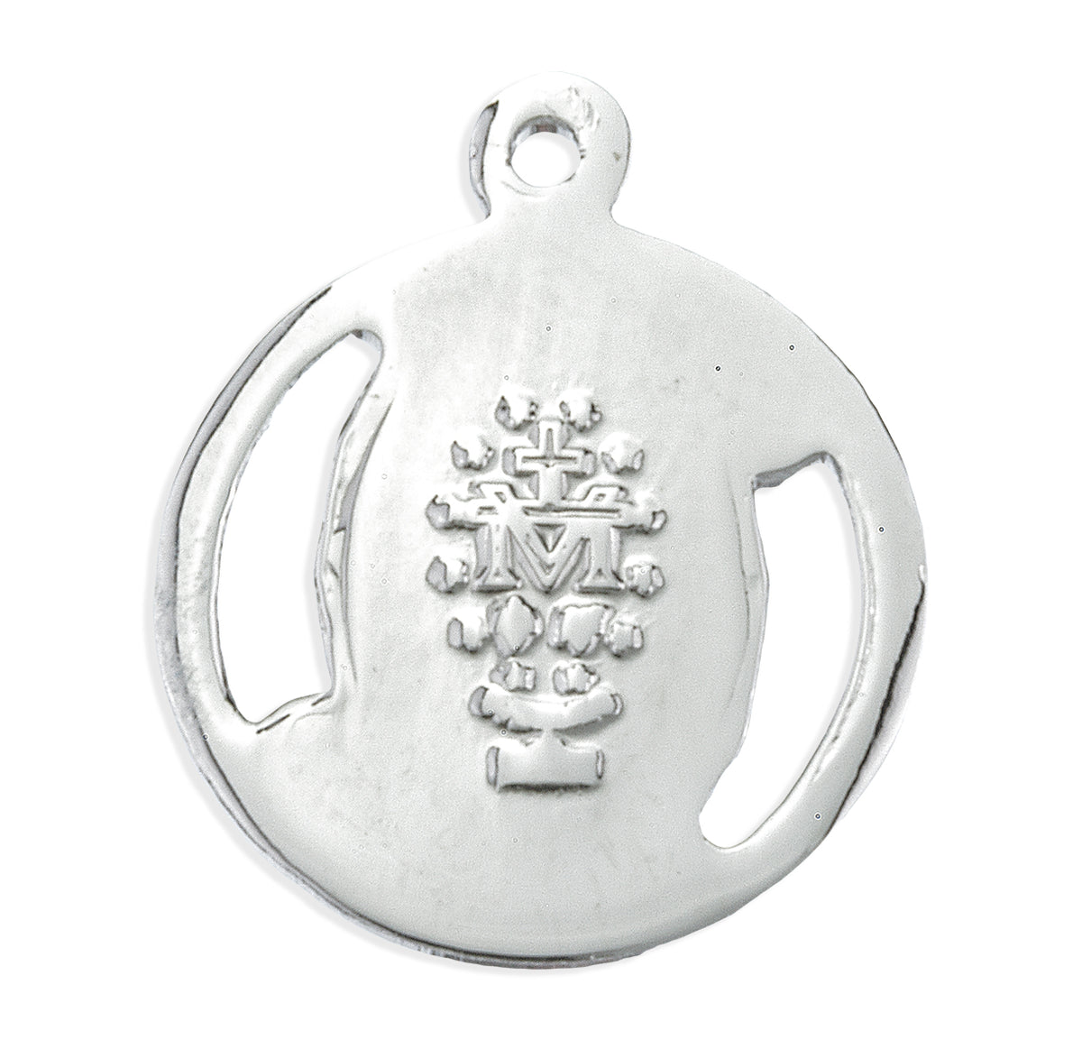 Fancy Blue Enameled Miraculous Medal Necklace, Sterling Silver