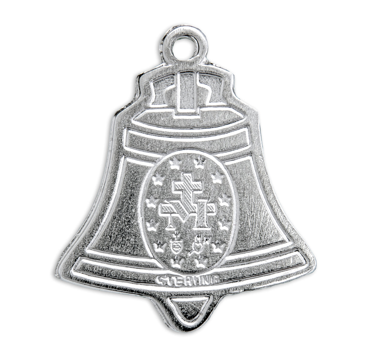Bell Miraculous Medal Necklace, Sterling Silver