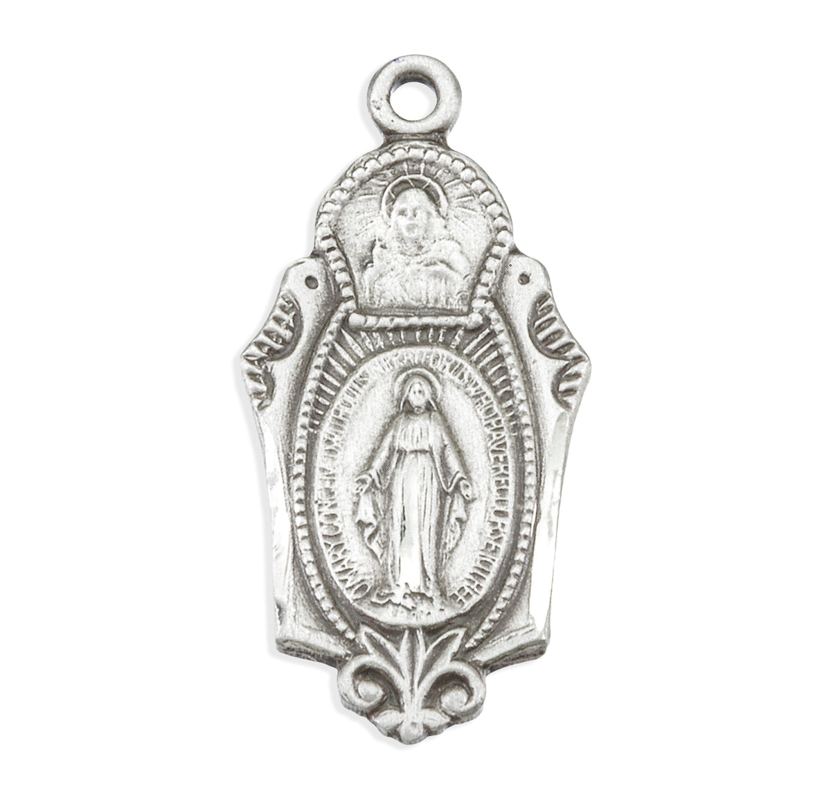Miraculous Scapular Combination Medal Necklace, Sterling Silver