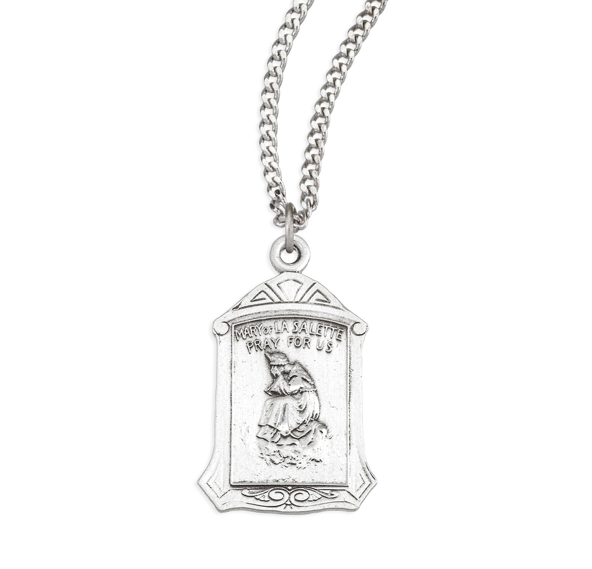 Our Lady of la Salette Medal Necklace, Sterling Silver