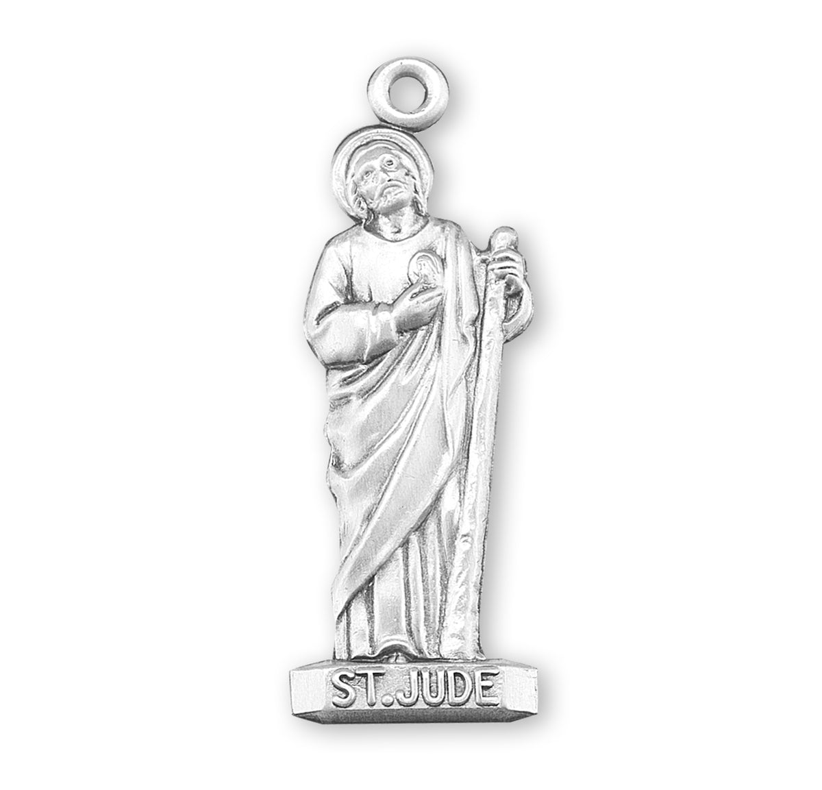 Lightweight Large Oval Saint Jude Medal Necklace, Sterling Silver