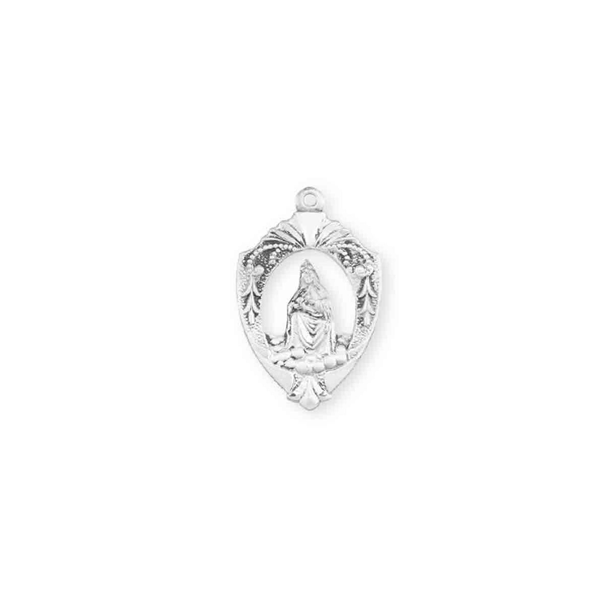 Our Lady of La Leche Medal Necklace, Spanish, Sterling Silver