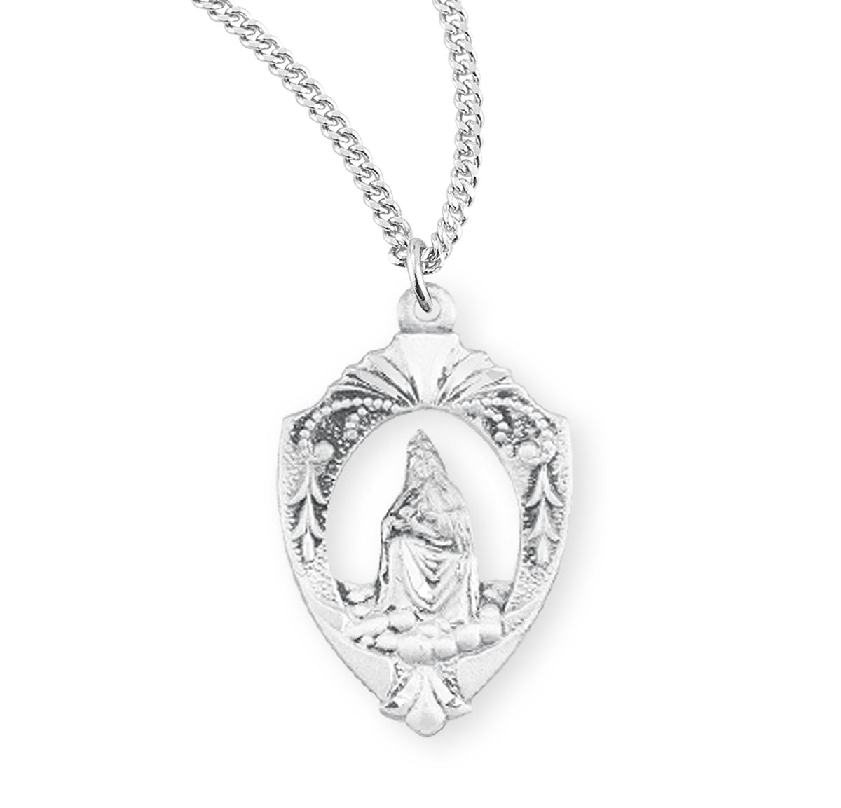 Our Lady of La Leche Medal Necklace, Spanish, Sterling Silver