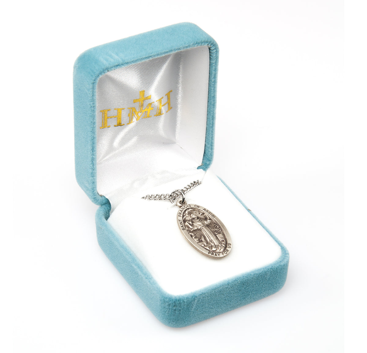 Saint Francis of Assisi Oval Medal Necklace, Sterling Silver
