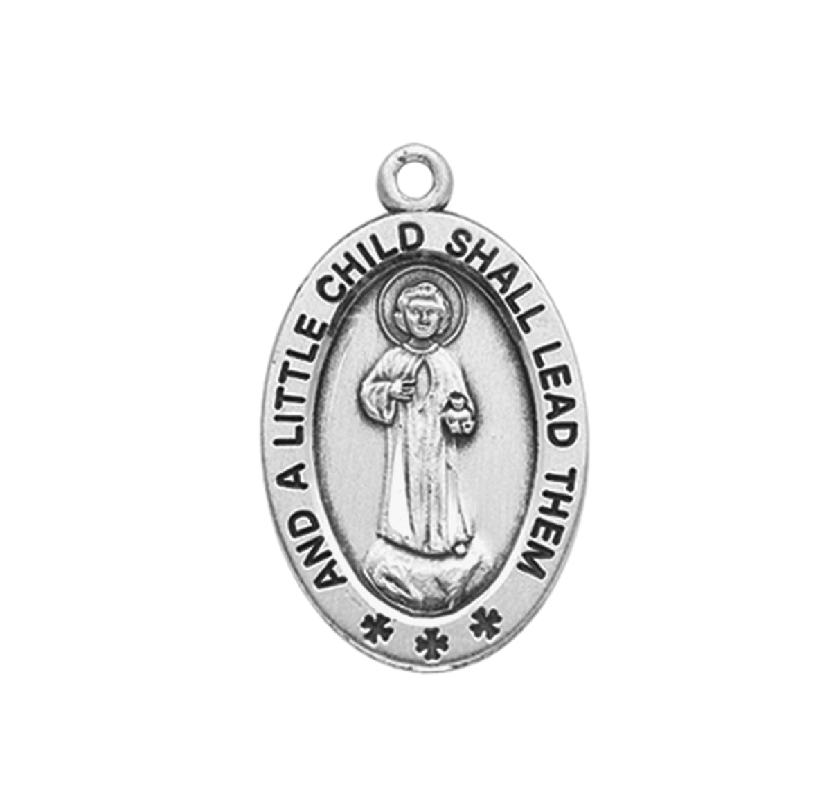 Christ a Little Child Oval Medal Necklace, Sterling Silver