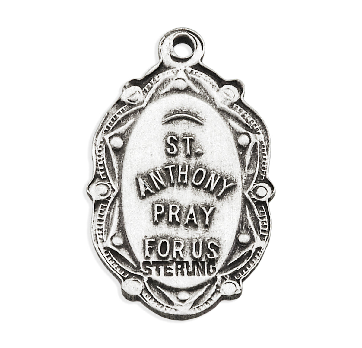 Small Saint Anthony Oval Medal Necklace, Sterling Silver