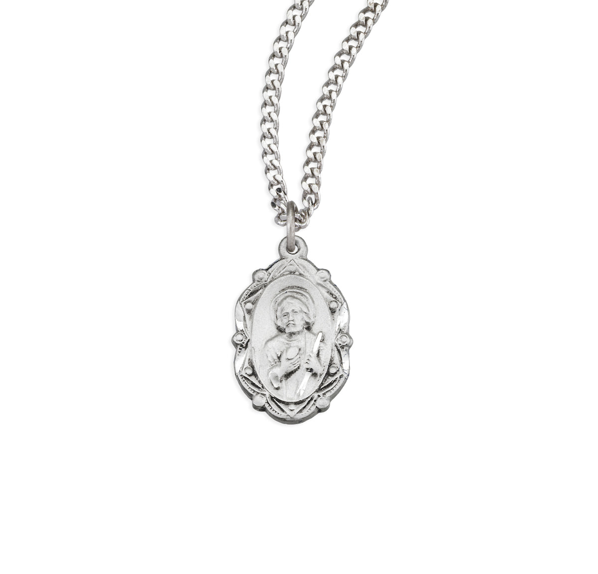 Saint Joseph Oval Medal Necklace, Sterling Silver